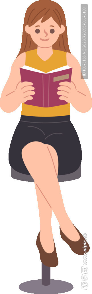 女子优雅坐着专注读书