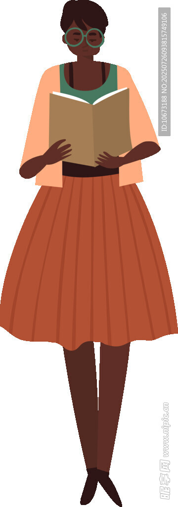 非洲女孩捧书站立