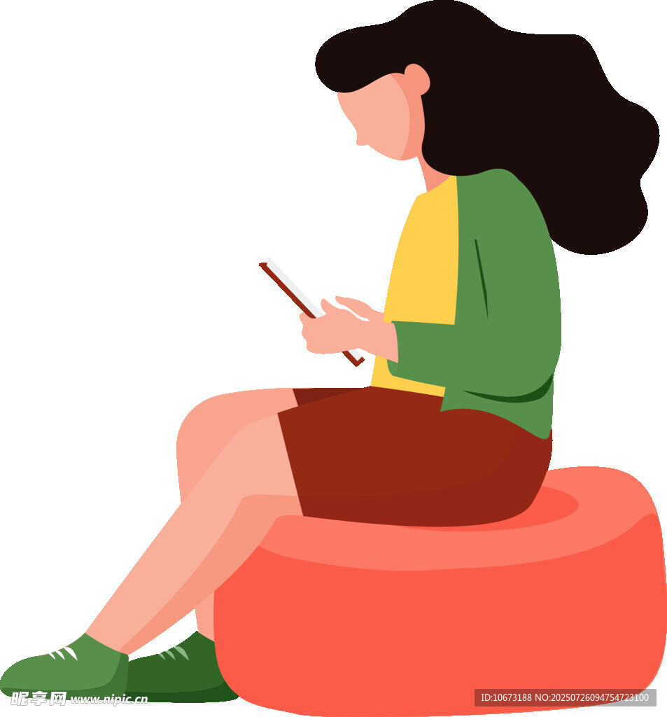 女子坐着专注玩手机