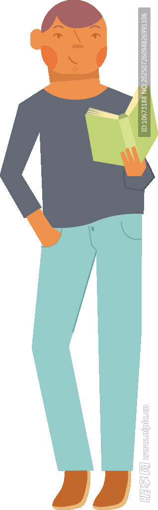 男子手持书本站立
