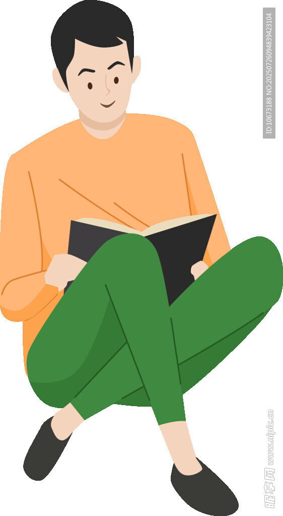 男子惬意坐着阅读书籍