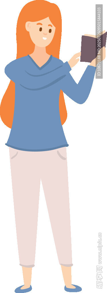 女子手持书本站立