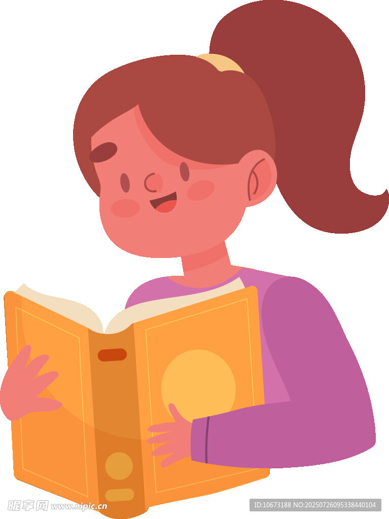 女孩专注阅读书籍