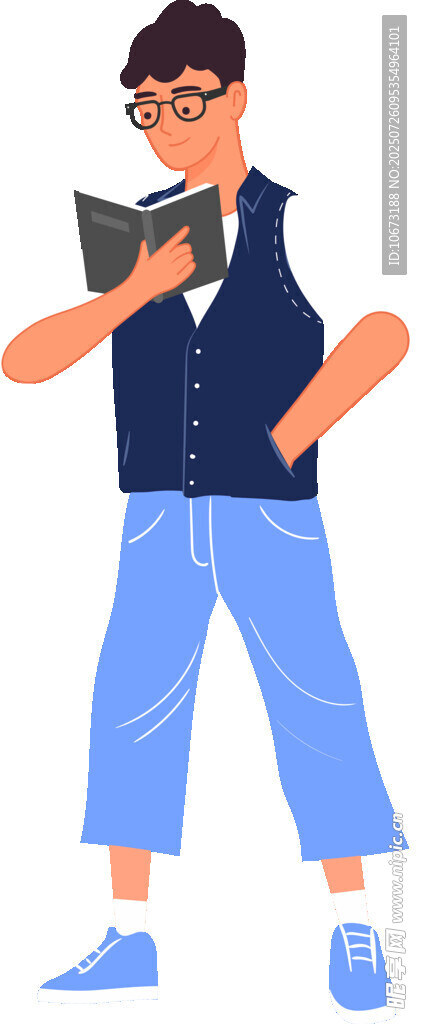 男子手持书本帅气站立