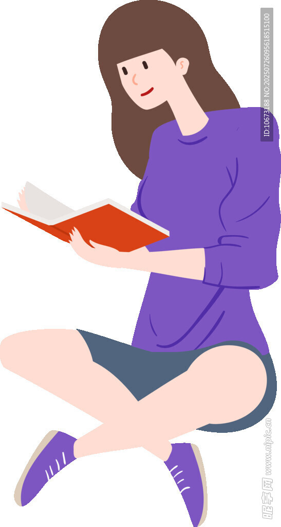 女孩盘腿坐着专注读书
