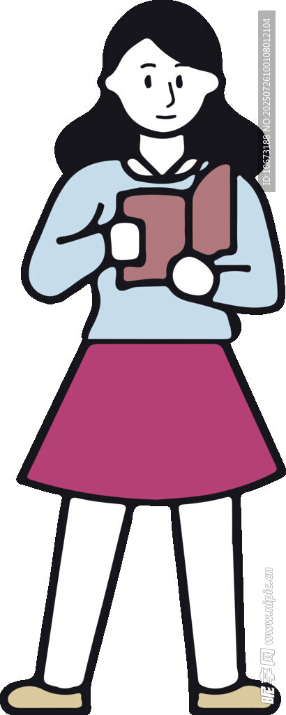 怀抱书本的可爱女生