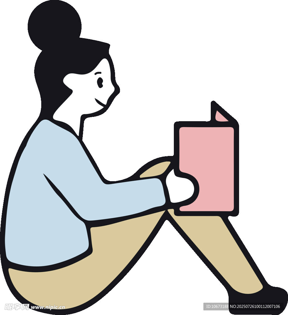 坐着看书的女性