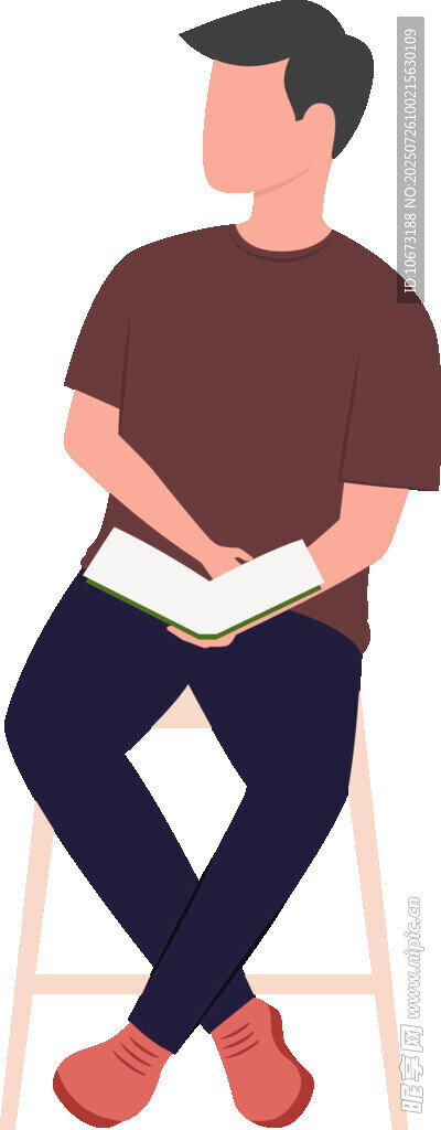 男子坐凳上专注看书