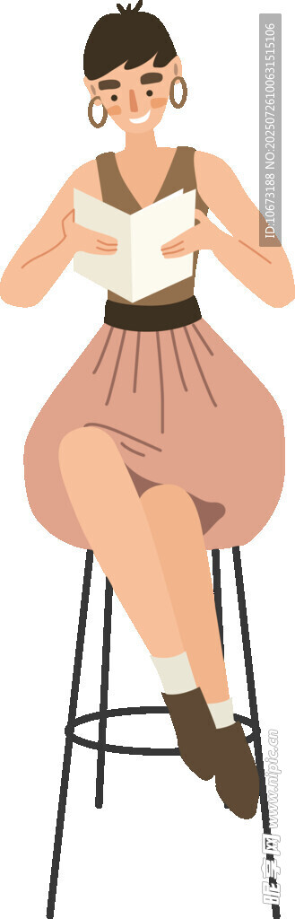 复古风女子优雅坐于凳上