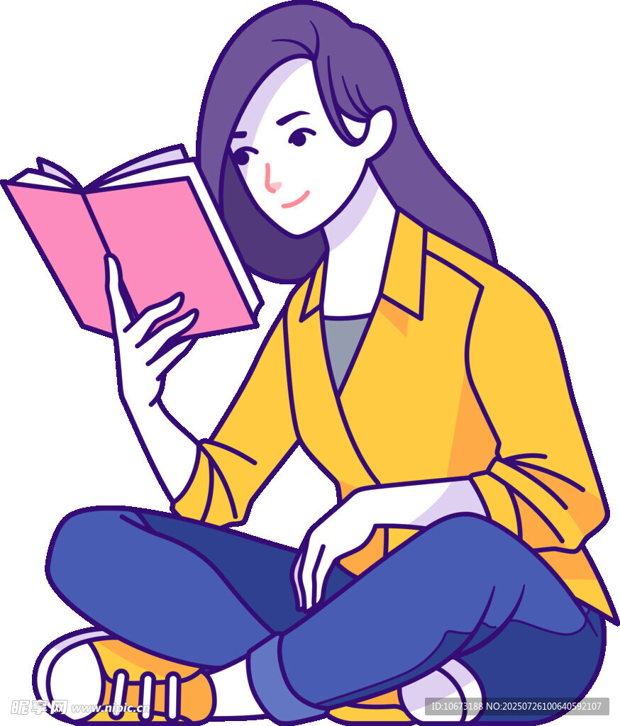 女孩惬意阅读时光