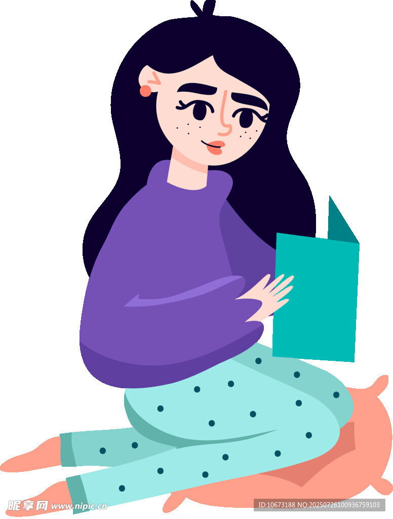 女孩惬意阅读美好时光