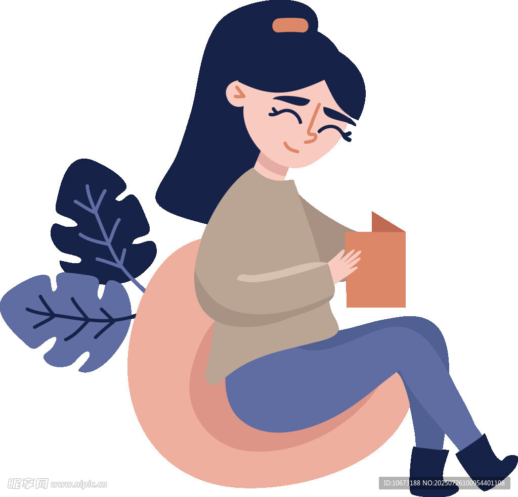 女孩惬意阅读时光