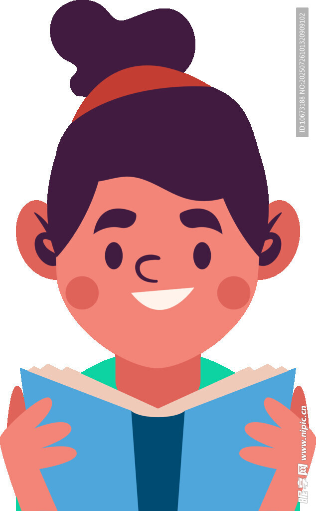 女孩开心阅读书籍