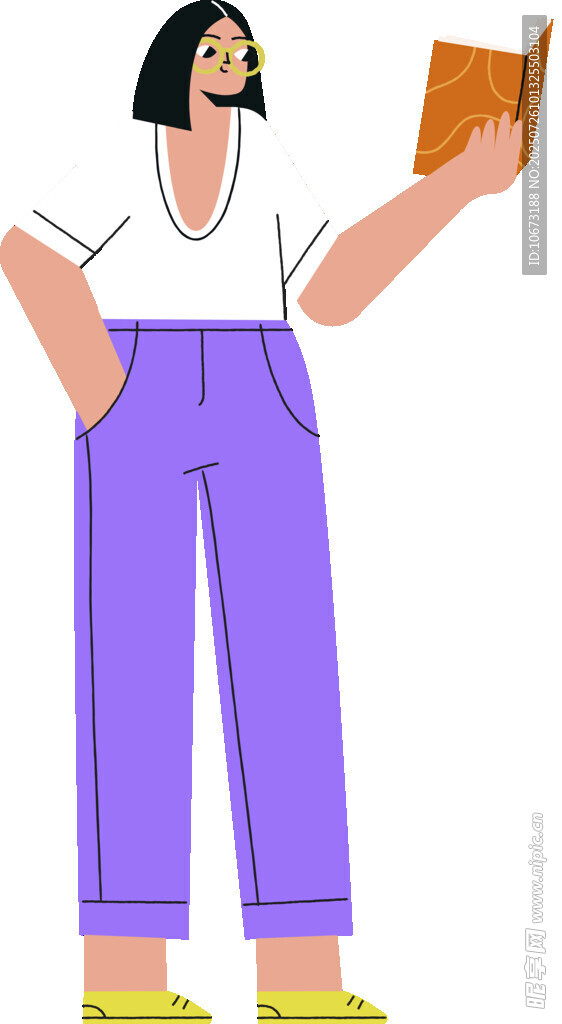 女子手持书本站立