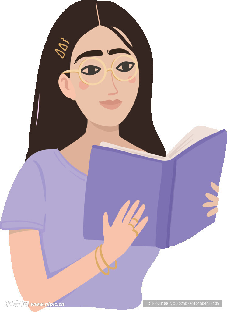 女孩专注阅读书籍
