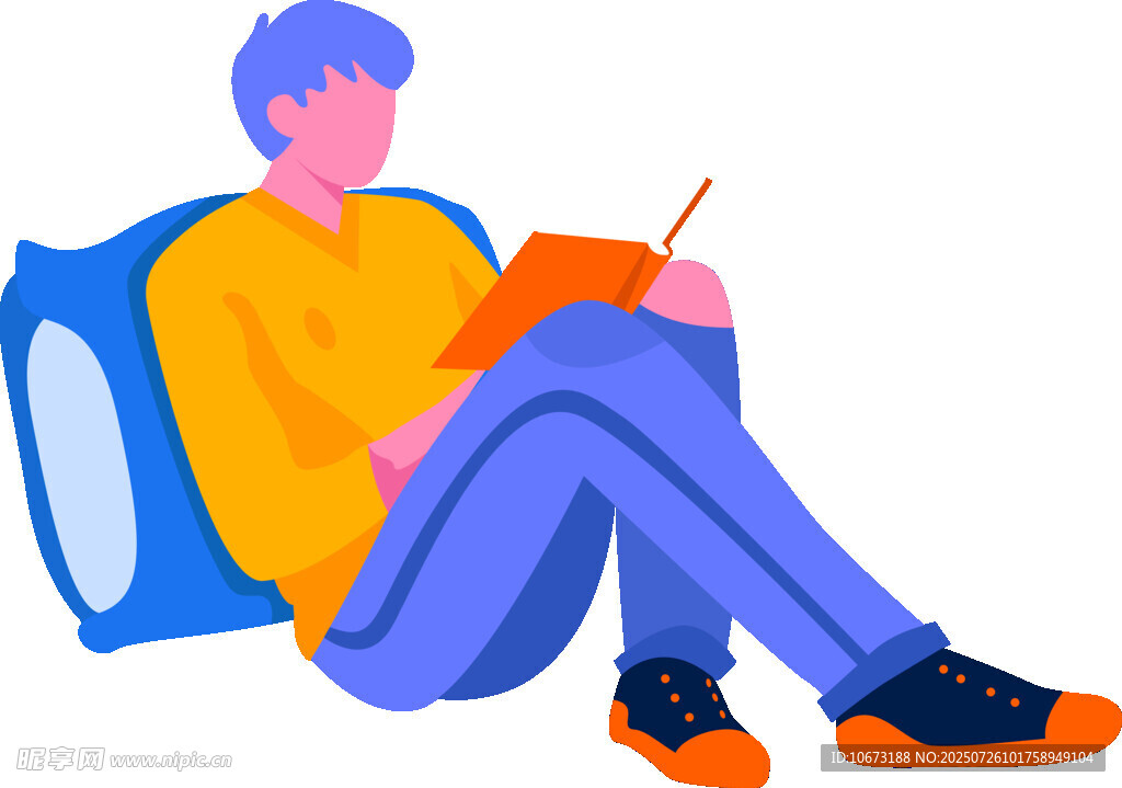 男子惬意坐着阅读书籍