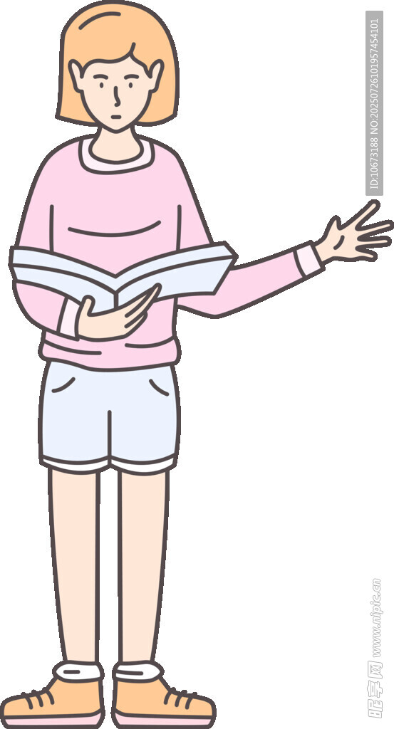 手持书本的开朗女孩