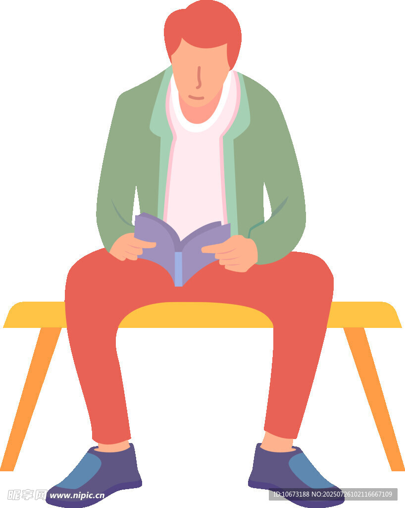 男子长椅上专注阅读