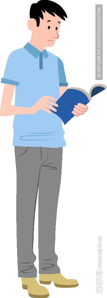 男子专注阅读蓝色书籍