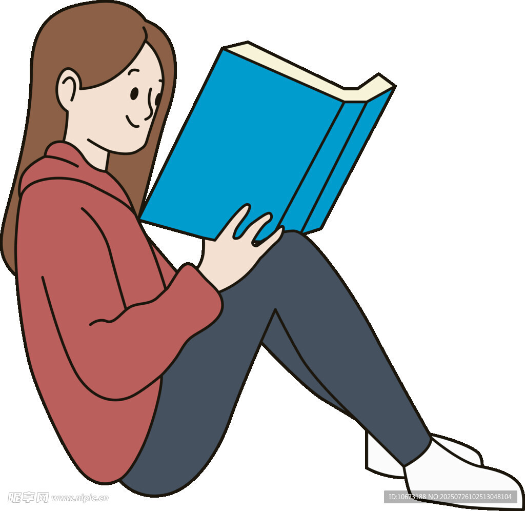 女孩坐着专注阅读书籍