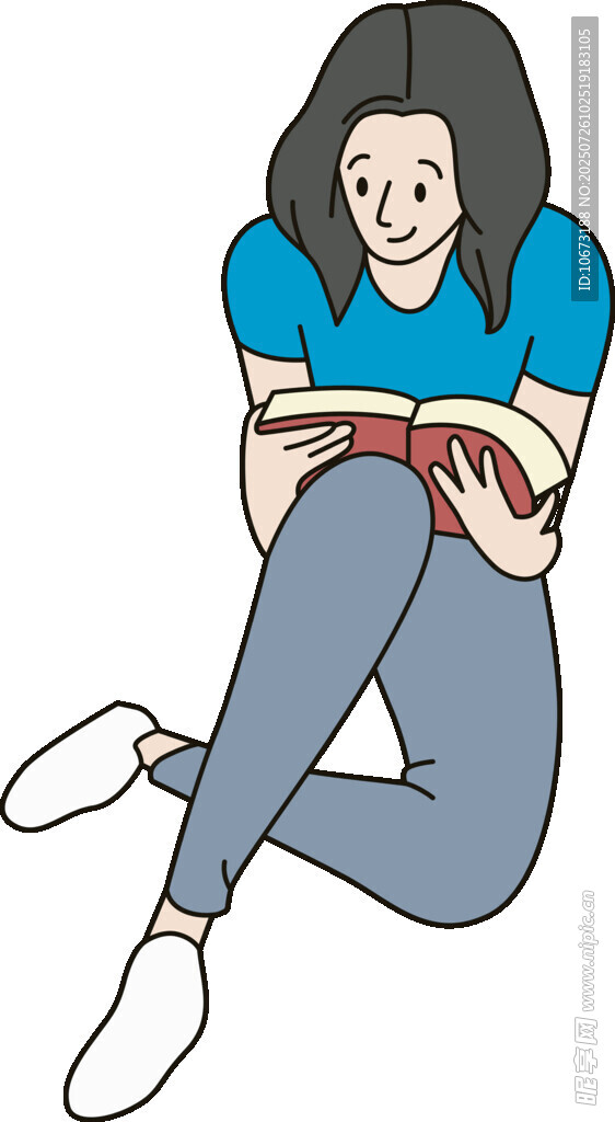 女孩惬意坐着捧书阅读