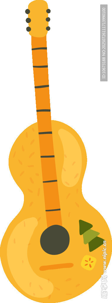 手绘黄色吉他插画