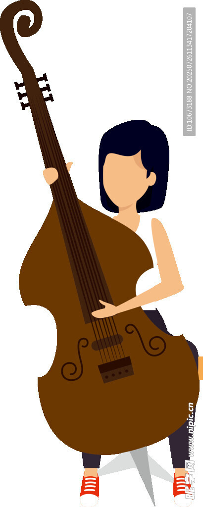 女子优雅弹奏低音提琴