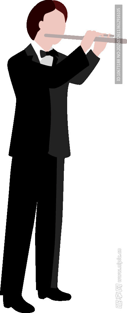 男士优雅吹奏长笛