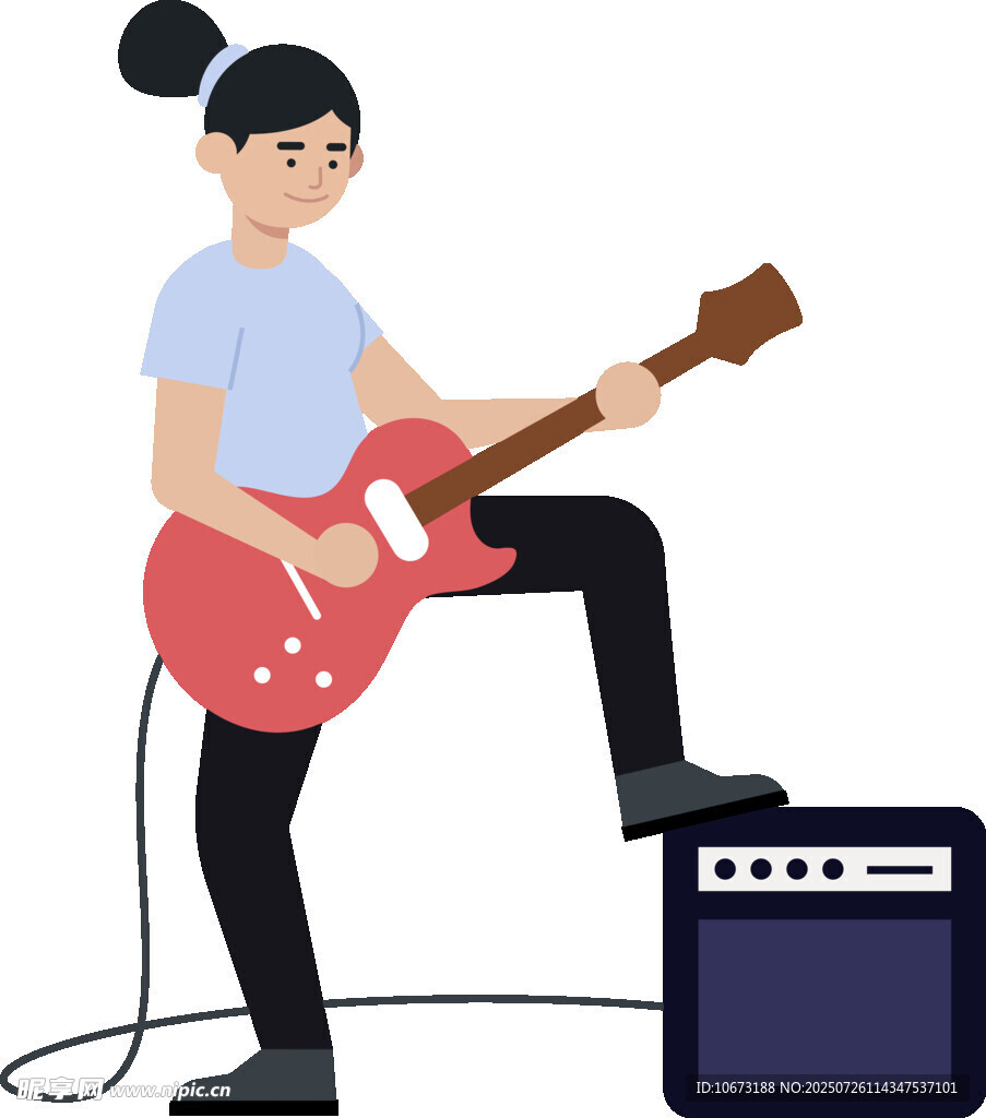 弹红色电吉他的活力女孩