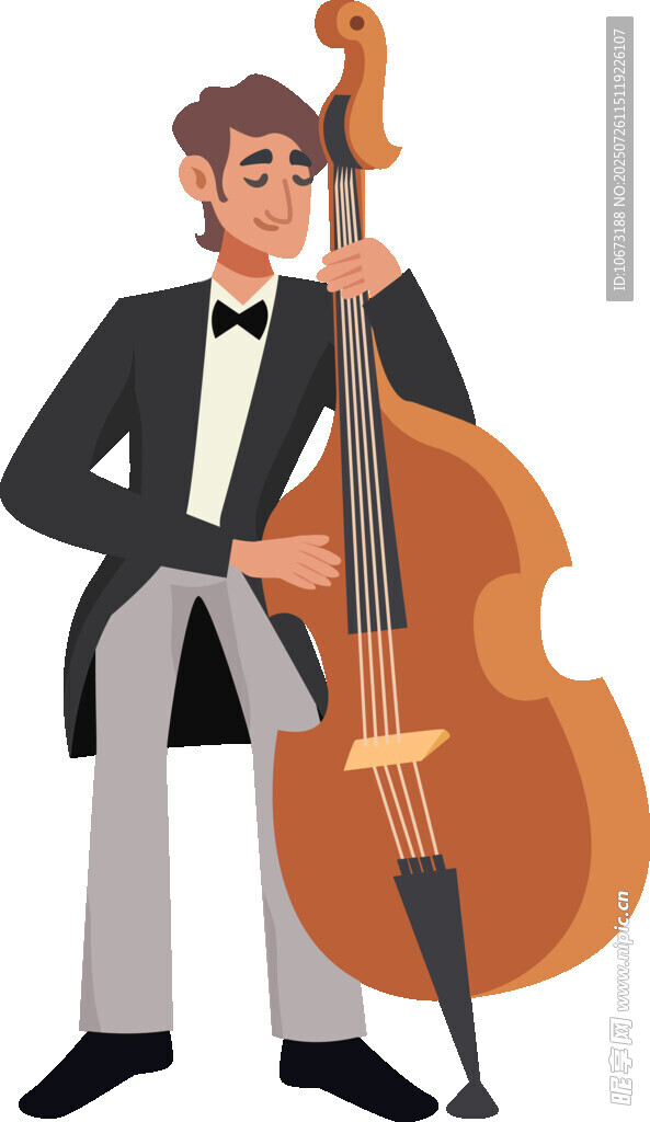 演奏低音提琴的优雅乐手
