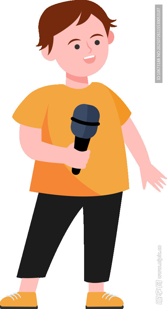 男孩手持麦克风准备演唱