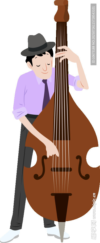 男子演奏低音提琴