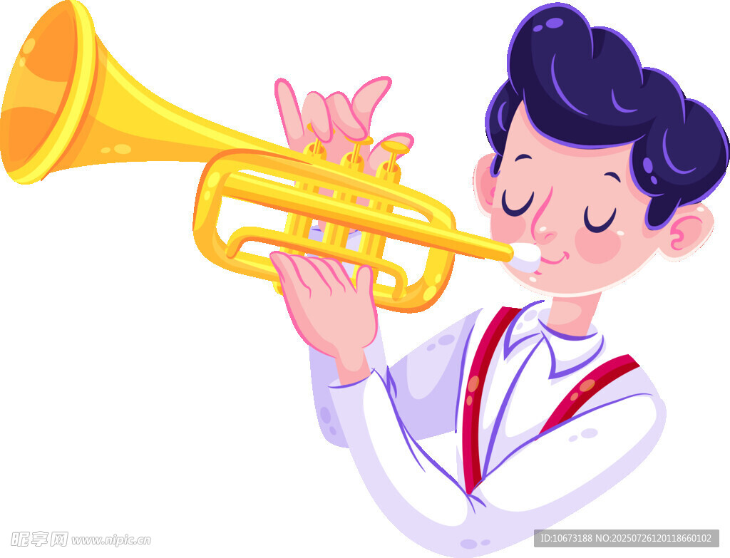 吹奏小号的活力少年