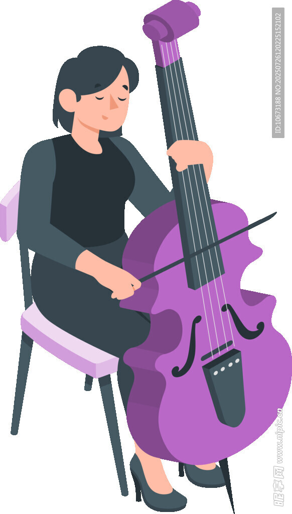 女子专注演奏紫色大提琴