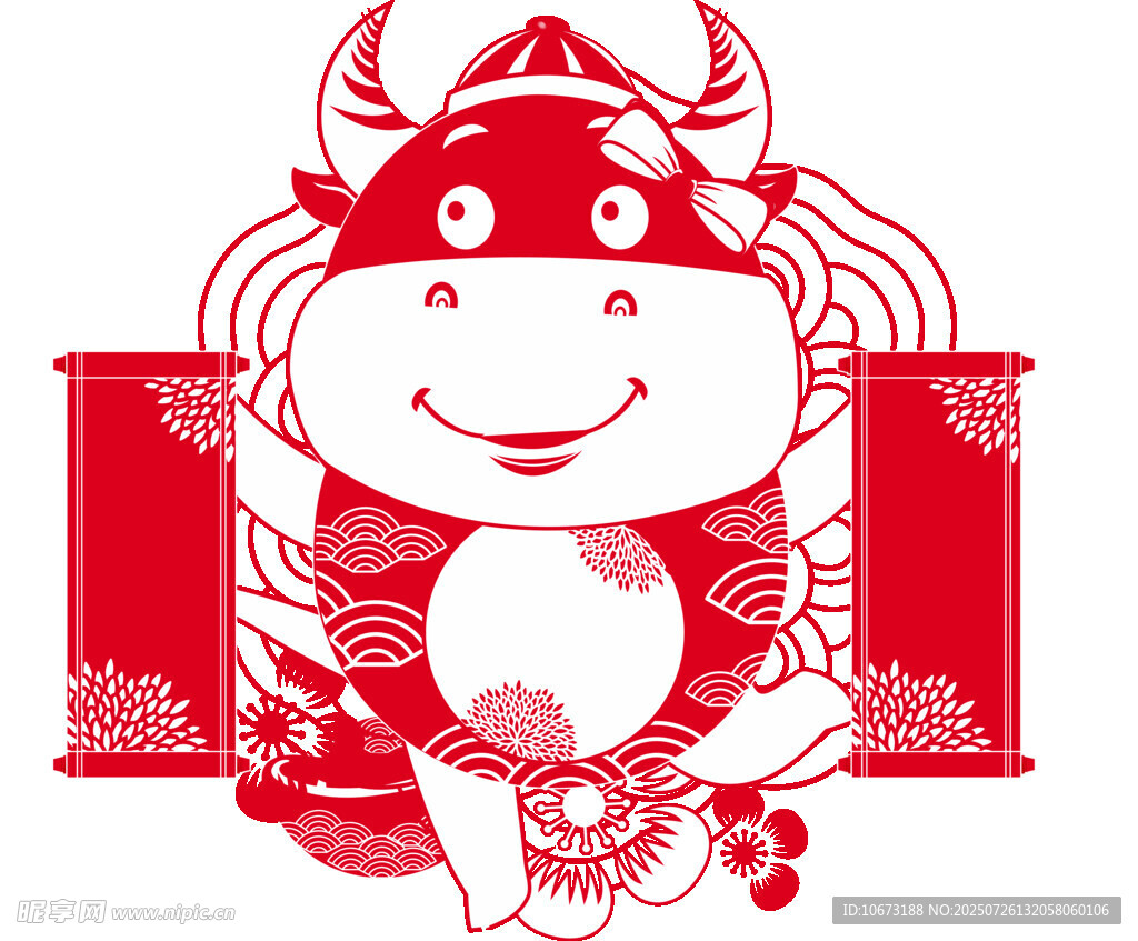 牛年剪纸形象