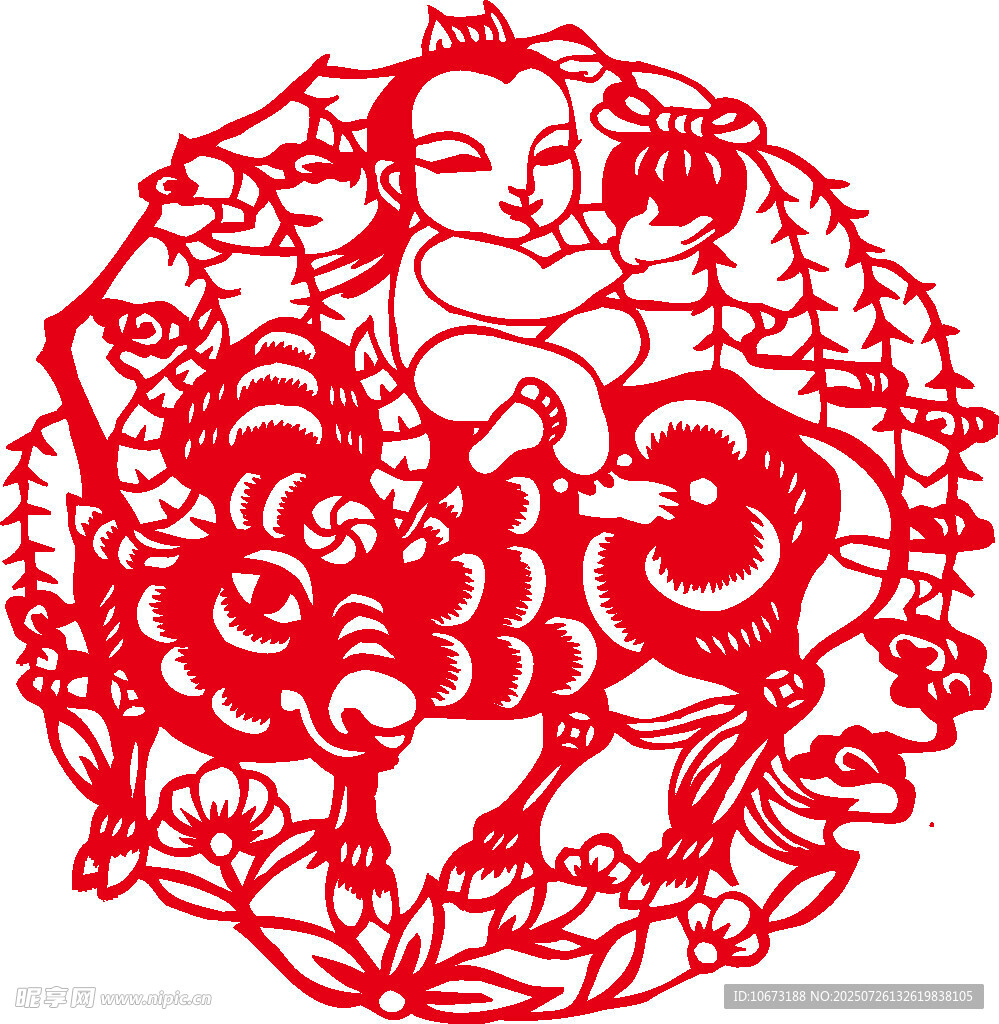 羊形剪纸艺术作品