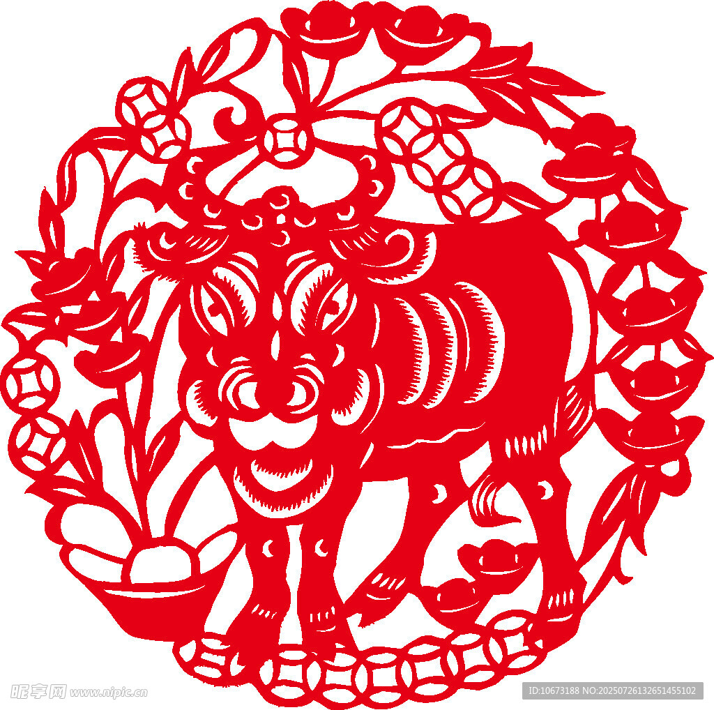 牛年剪纸艺术图案