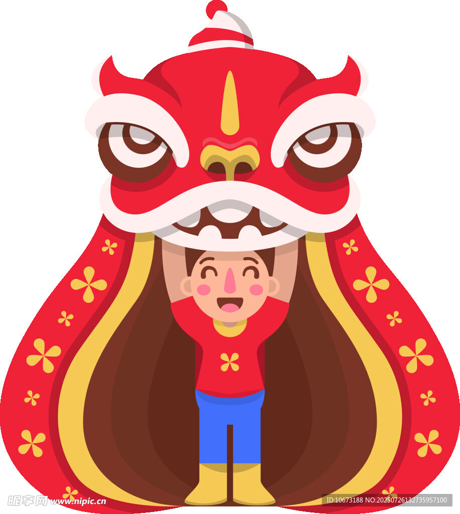 小孩扮舞狮喜庆形象