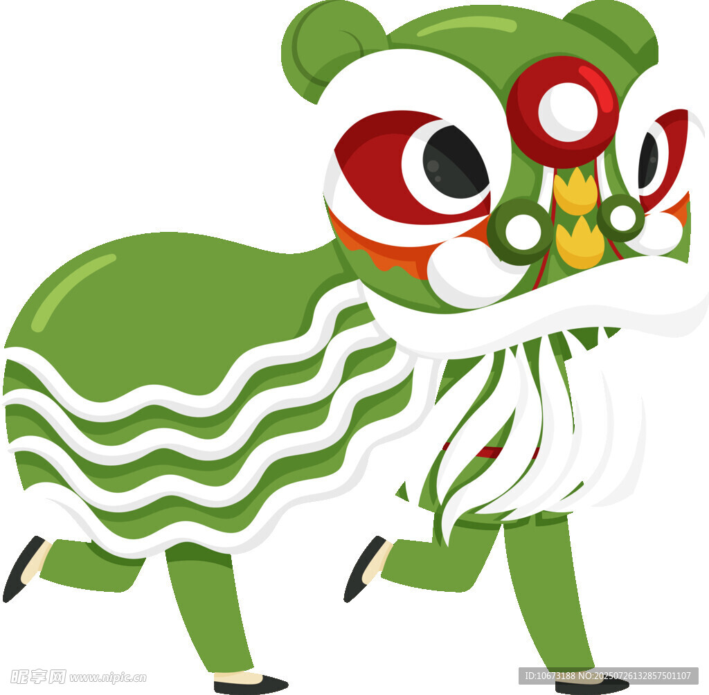 绿色卡通舞狮形象