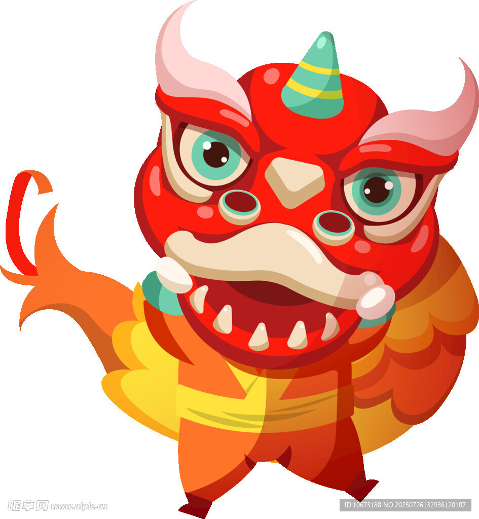 可爱舞狮卡通形象
