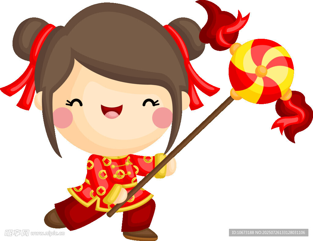 手持糖球的喜庆中国风女孩
