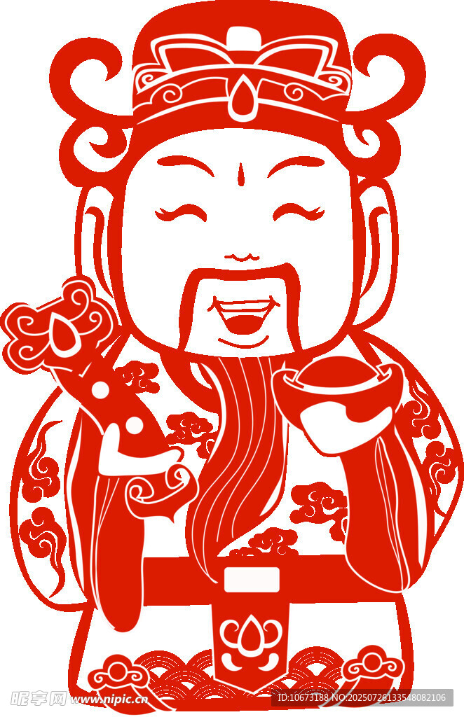 财神剪纸形象