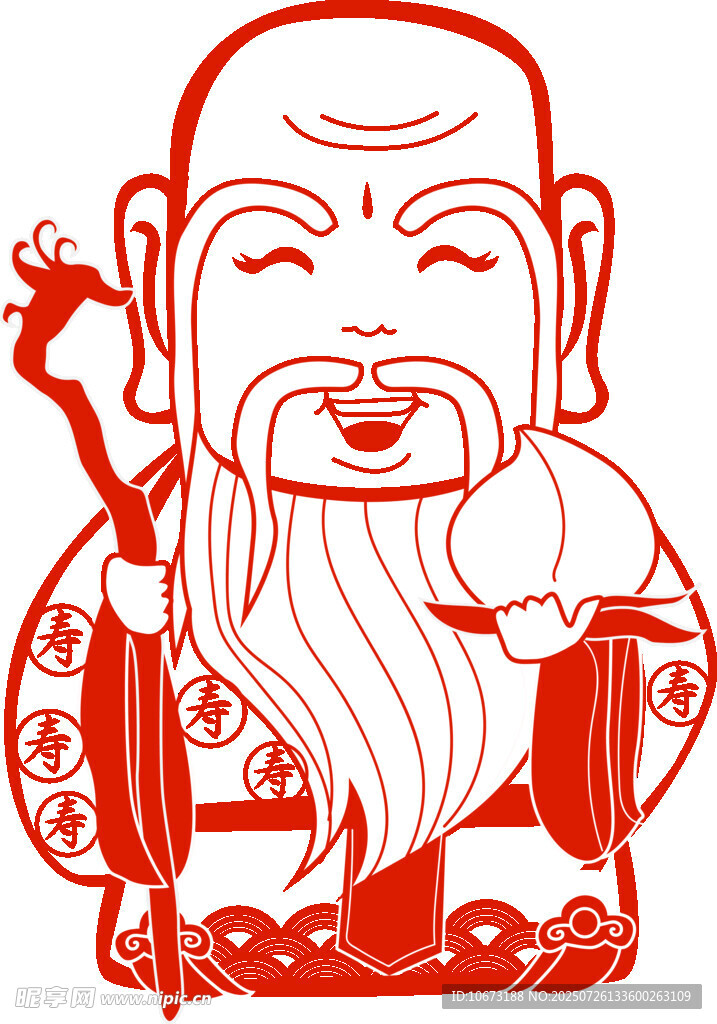 喜庆剪纸寿星形象