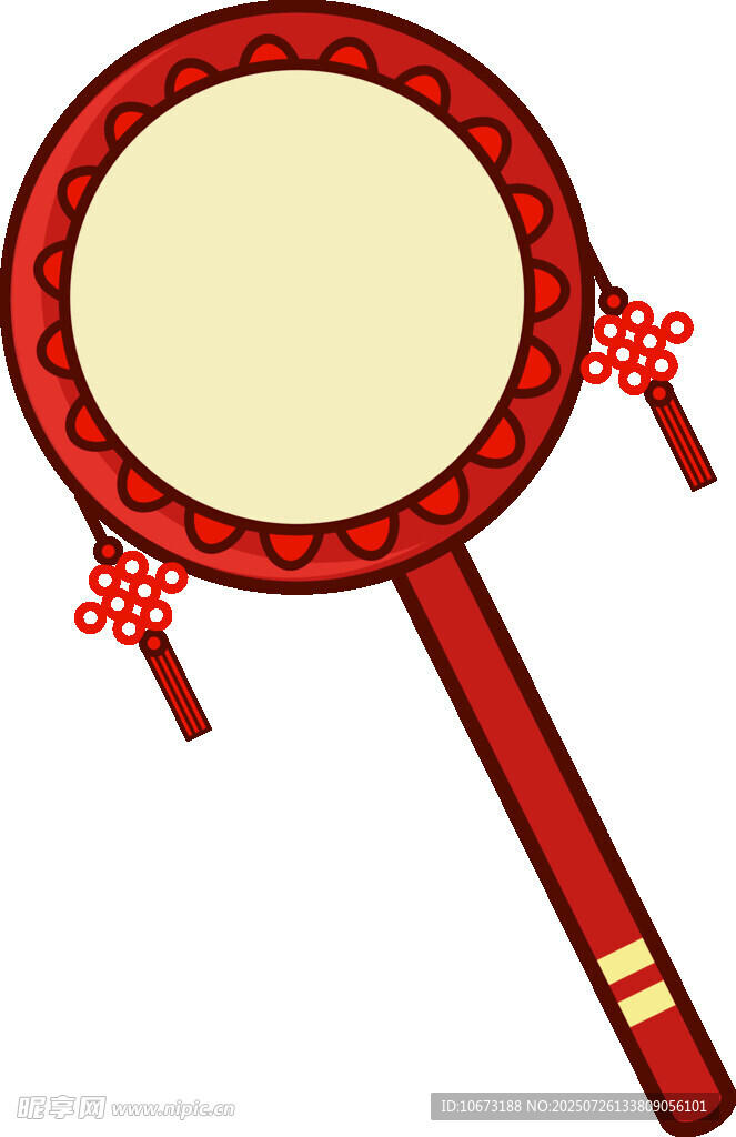 中式传统红色团扇插画