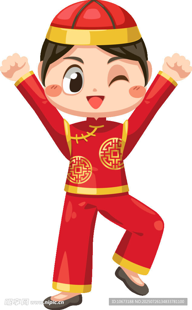喜庆红衣孩童欢乐起舞