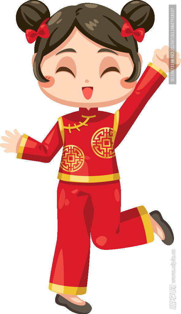 喜庆红衣小女孩欢快起舞