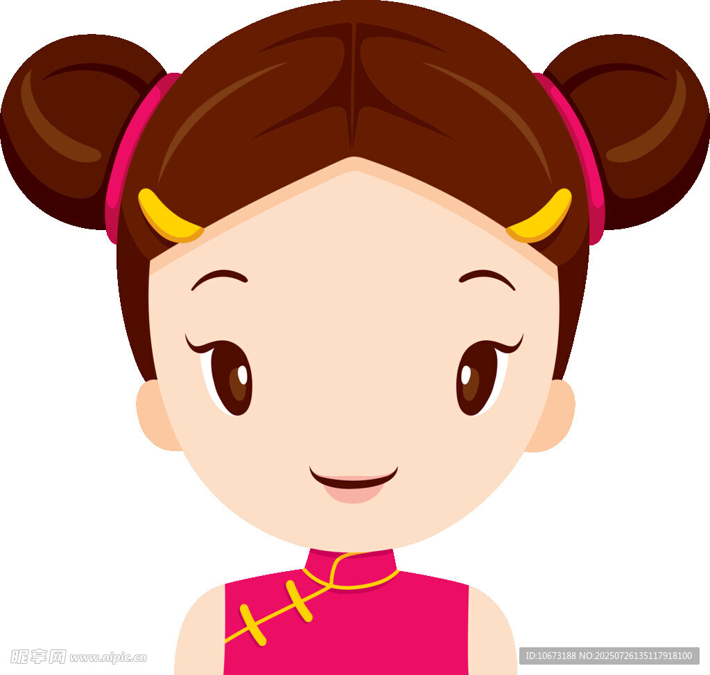 穿旗袍的可爱双马尾女孩
