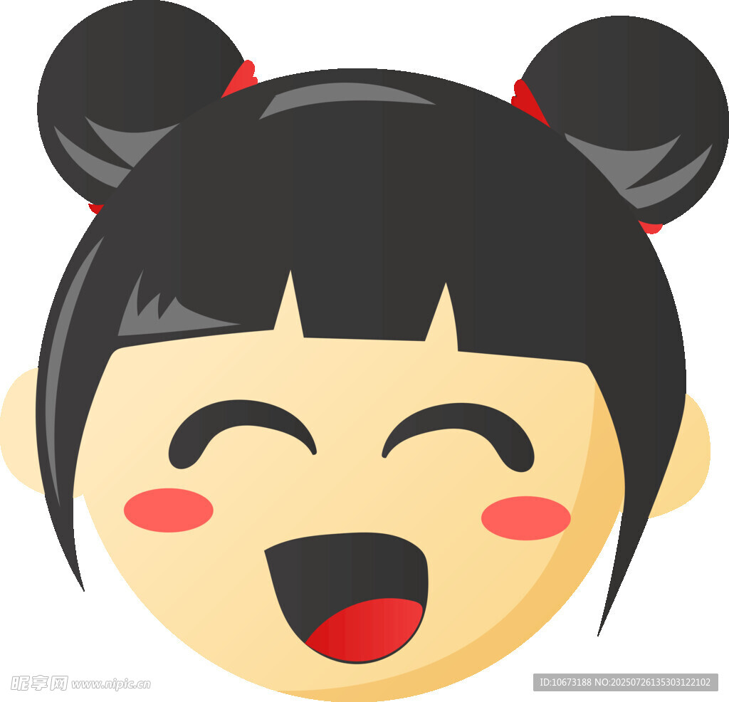 扎双马尾的开心小女孩