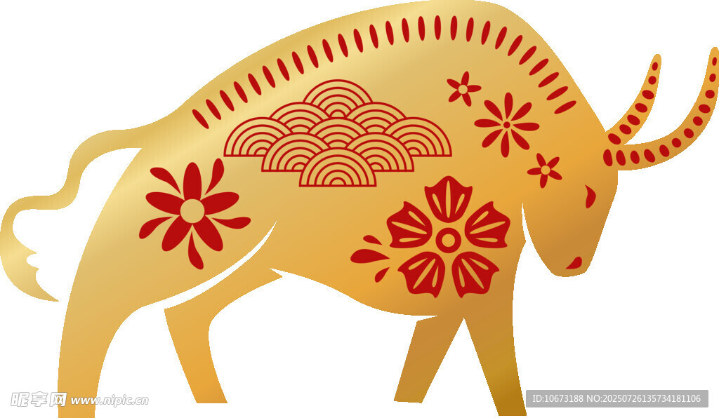 金色花纹牛图案