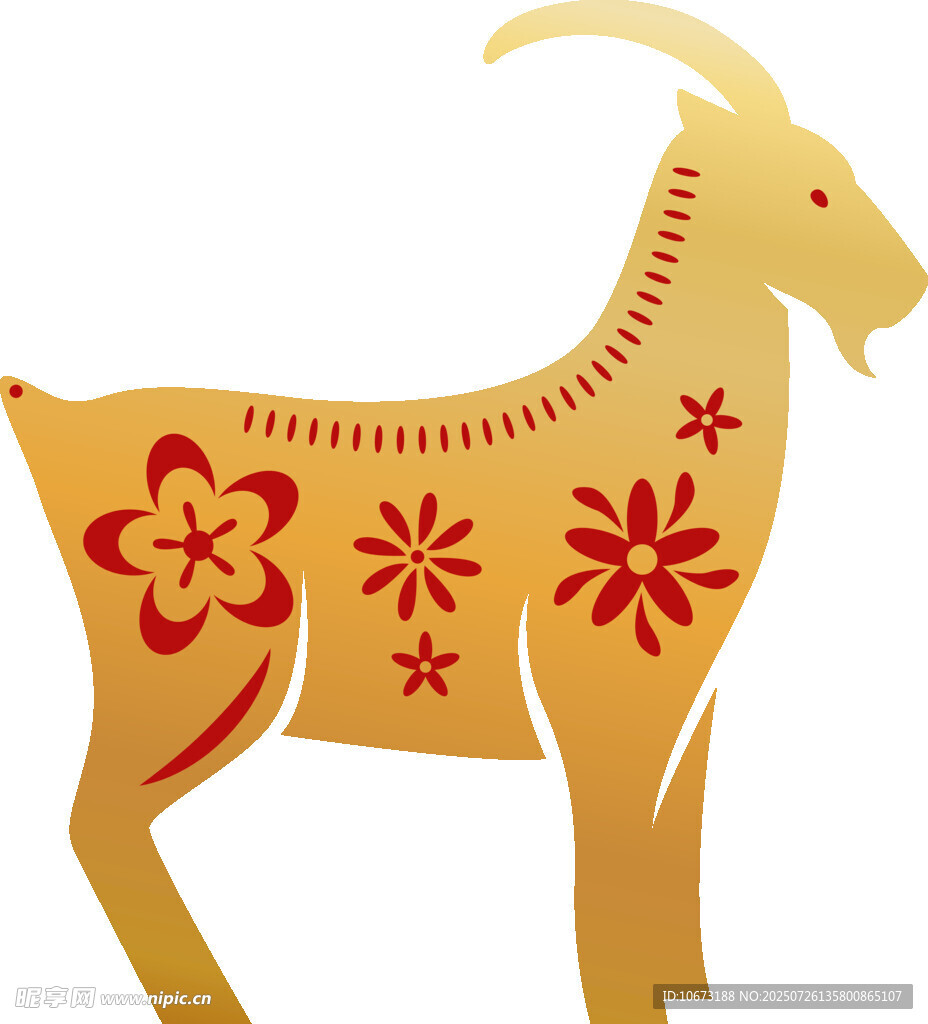 金色花纹山羊图案设计
